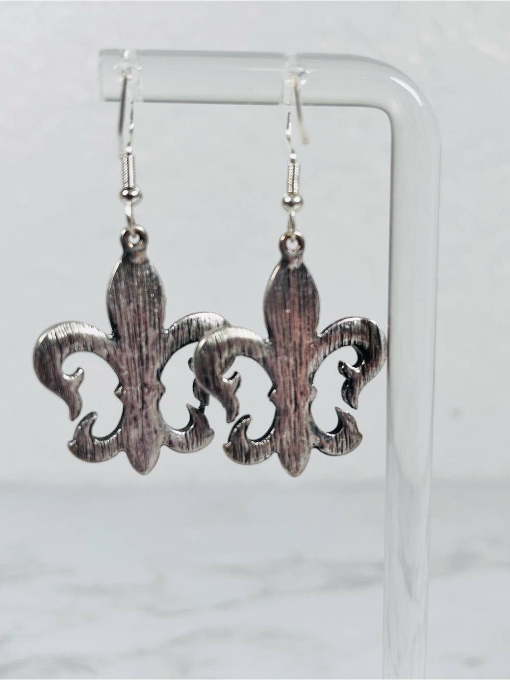 Fleur-de-Lis Rhinestone Earrings - Picture 4 of 9